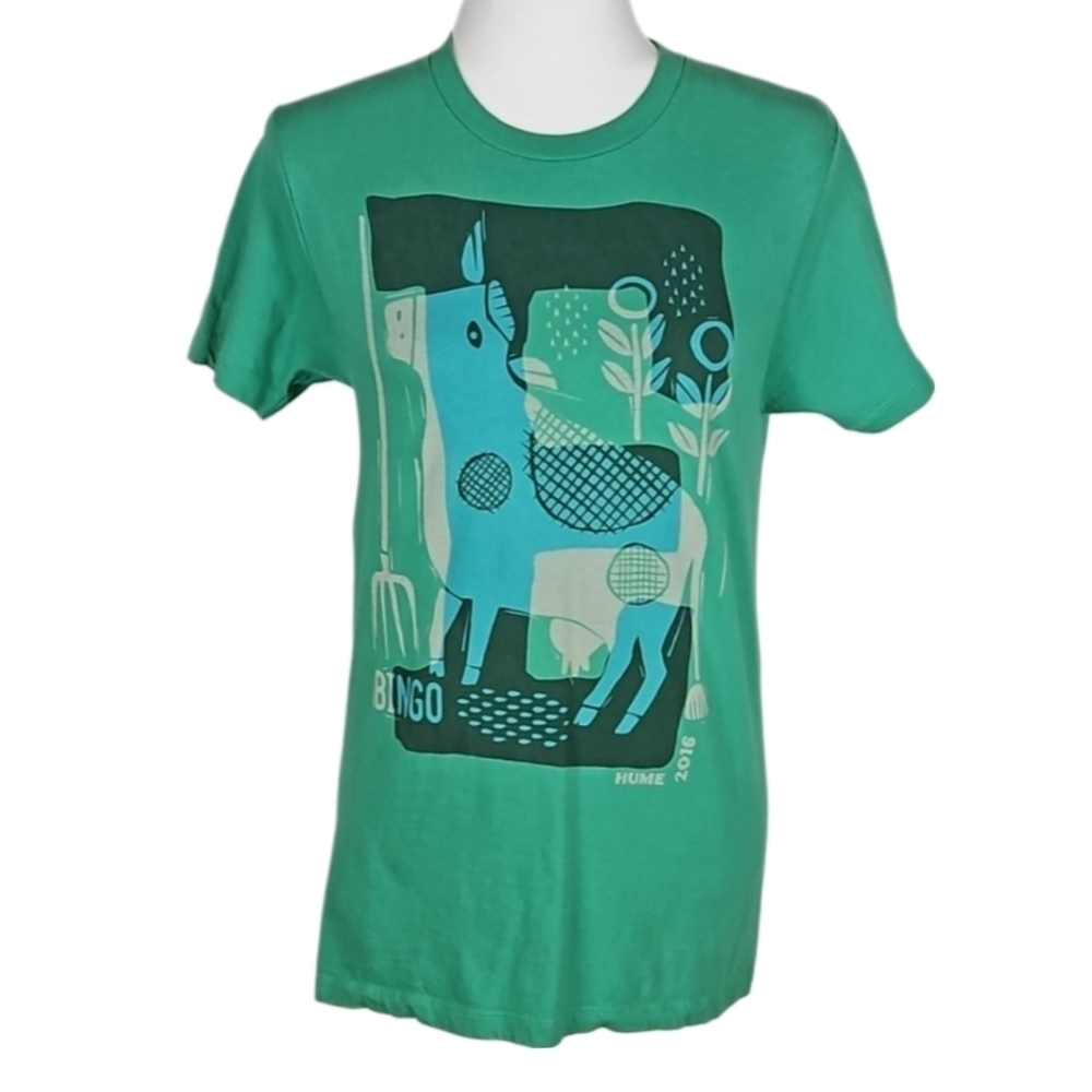 Cotton Camp TShirt in Green Short Sleeve, Hume 2016, Size S